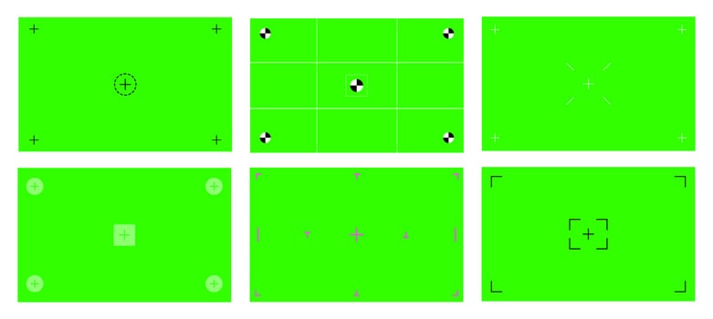 Green colored chroma key background screen flat style design vector illustration set.