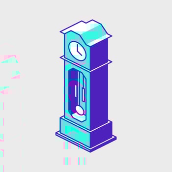 Grandfather clock isometric vector icon illustration