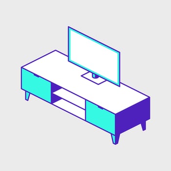 TV stand cabinet isometric vector icon illustration