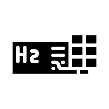 production hydrogen with solar panels glyph icon vector illustration