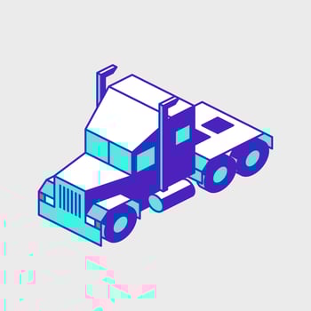 Semi truck isometric vector icon illustration