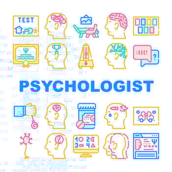 Psychologist Doctor Collection Icons Set Vector Illustrations