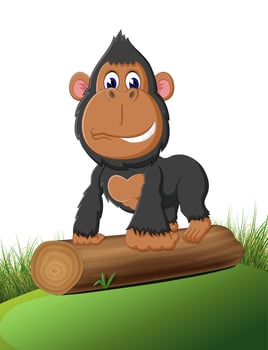 Funny gorilla cartoon of illustration vector