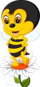 cute Bee cartoon flying of illustration vector