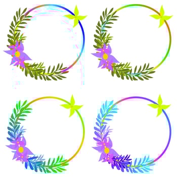 geometric floral frame, herbal frame vector