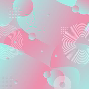 Bright abstract background. The balls are gradient. Pattern bubbles and rings. Pink and blue. vector