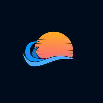 Template logo sunset in sea wave vector
