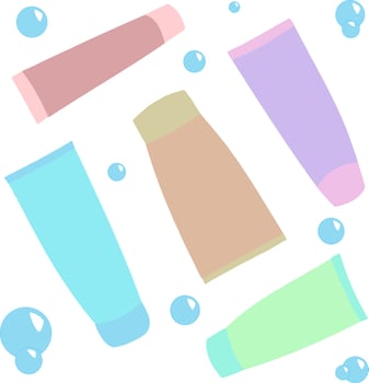 Hair, face and body care products. Cosmetic products. Tubes for hygiene. vector
