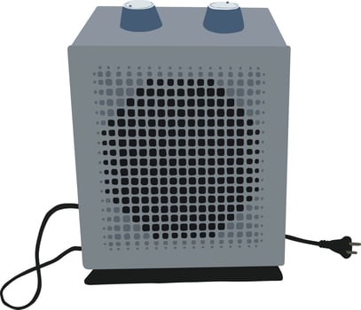 The heater. Indoor air heating. Electrical equipment for thermal comfort vector