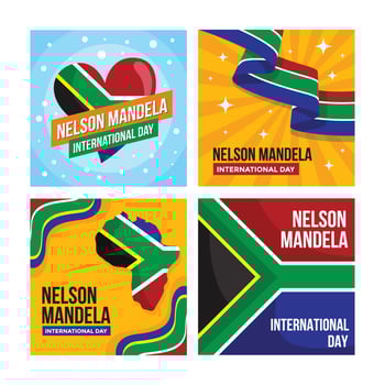 Nelson Mandela International Day Card Set vector