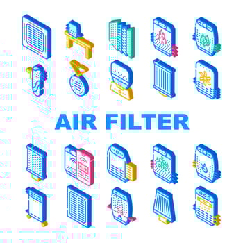 Air Filter Accessory Collection Icons Set Vector