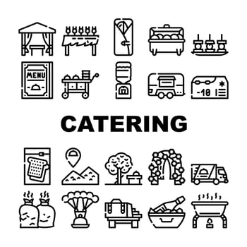 Catering Food Service Collection Icons Set Vector