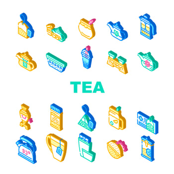 Tea Healthy Drink Collection Icons Set Vector