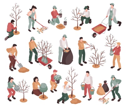 Isometric Gardening Set vector