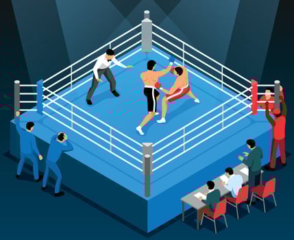 Boxing Tournament Isometric Composition vector