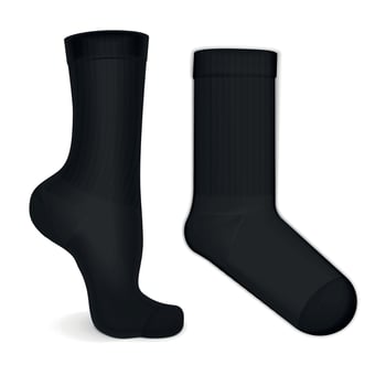 Black Socks Pair Realistic Mockup vector