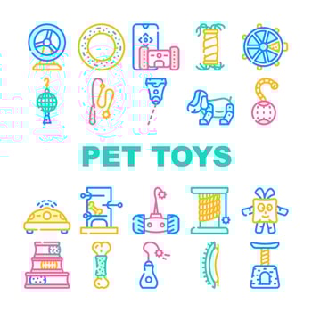 Pet Toys For Enjoyment Animal Icons Set Vector