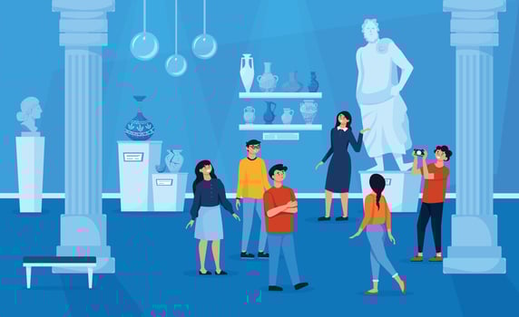 Excursion In Museum Vector Illustration