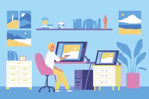 Digital Painting Workspace Composition vector