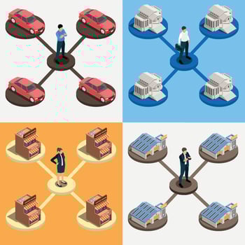 Franchise Isometric Icon Set vector