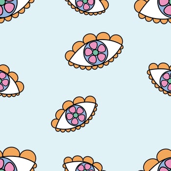 Psychedelic pattern in the style of good vibes of the 1970s.retro illustration. vector