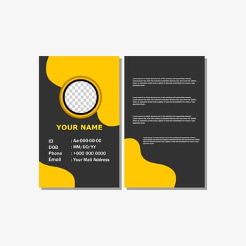 simple and modern style ID card design with yellow color. vector