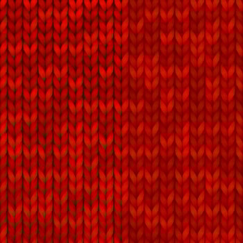 Traditional seamless knitted red pattern. Christmas and New Year design background with a place for text. Vector seamless pattern.
