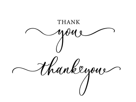 Thank You calligraphy inscription. For wedding invitation, baby shower and vip cover template. vector