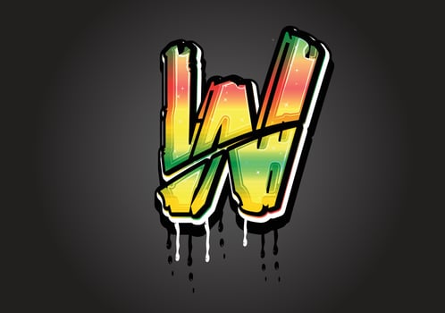 W Brush Letter alphabet vector