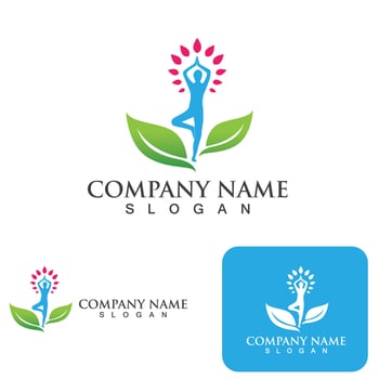 Yoga people health  logo and symbol vector