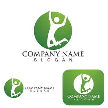 Healthy Life people jump Logo template vector icon