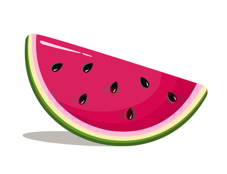 Watermelon slice in cartoon style Summer concept Vector illustration isolated on white background