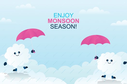 Monsoon season background with clouds. vector