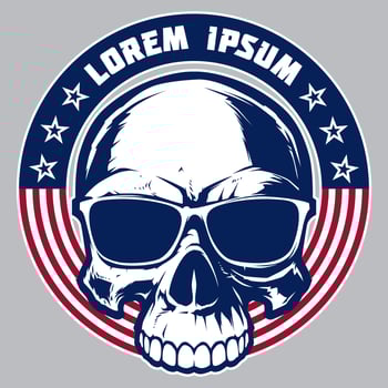 Skull with American flag illustration, T-Shirt graphics, vector design