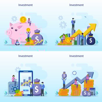 Business investment concept. Financial growth rising up to success. vector