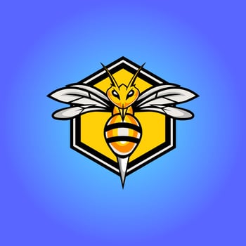 Angry bee esport mascot logo design vector illustration
