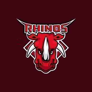 Rhino mascot. Vector illustration, sport logo template.