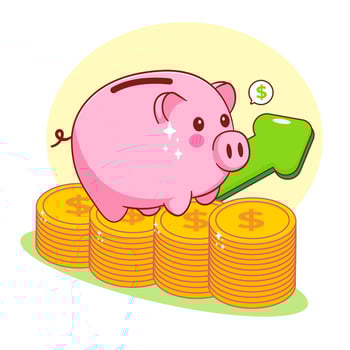 Cute piggy bank cartoon illustration vector