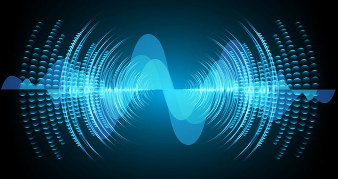 Sound waves oscillating dark light vector