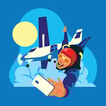 Professional Sky Diver Doing Selfie vector