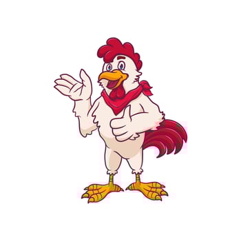 Chicken Mascot Logo. A happy Cartoon Rooster chicken giving a thumbs up vector