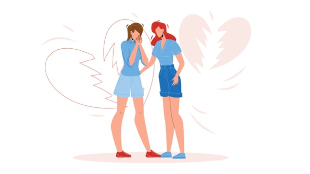 Woman Breakup Girlfriend Broken Love Heart Vector