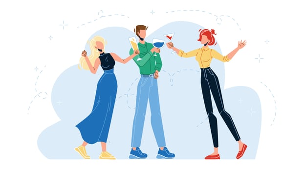 Friends Drinking Alcoholic Drinks On Party Vector