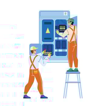 Electrical Engineering Cabinet Workers Vector