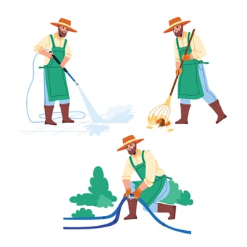 Gardener Man Agricultural Occupation Set Vector