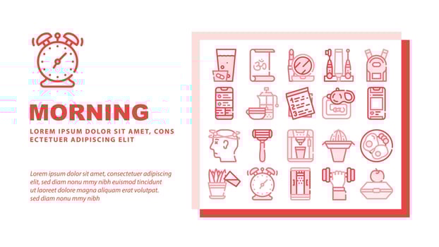 Morning Routine Daily Landing Header Vector