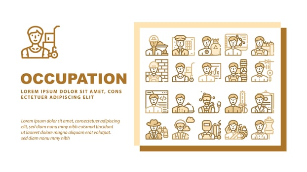 Male Occupation Job Landing Header Vector