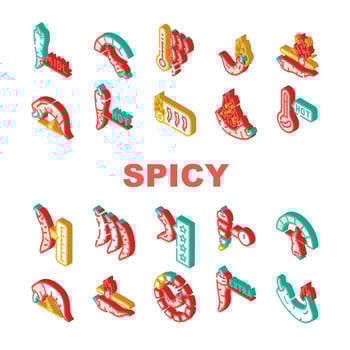 Spicy Pepper Different Scale Icons Set Vector
