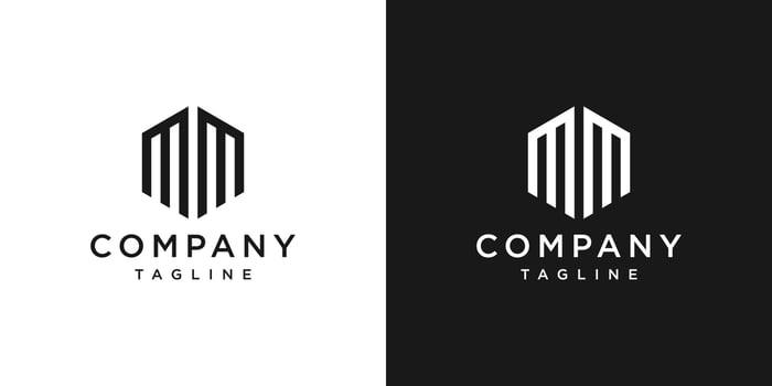 Creative Letter MM Monogram Logo Design Icon Template White and Black Background vector