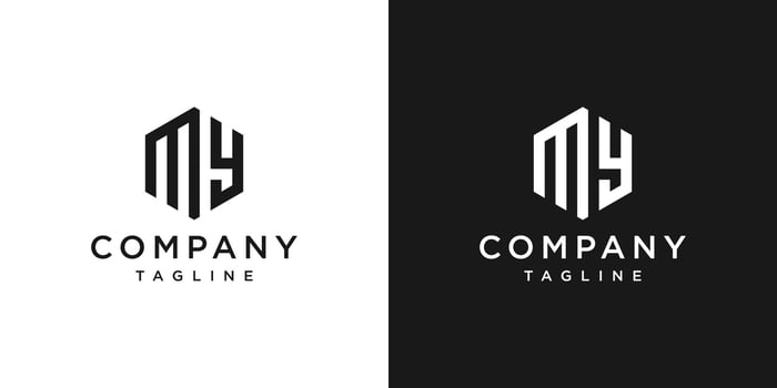 Creative Letter MY Monogram Logo Design Icon Template White and Black Background vector